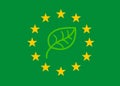 Flag of Europe in the colors of ecology to symbolize the environmental policy of the European Parliament after the elections.