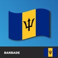 Barbados Flag distorted by the wind