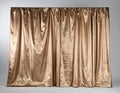 Draped lightgold curtains hang from a rod against a neutral background Royalty Free Stock Photo