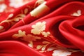 Draped silk with chinese patterns. Fabric with asian pattern. Generative AI Royalty Free Stock Photo