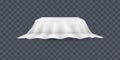 Draped table covers. Big realistic hanging napkin, tablecloth, curtain. White silk cloth covered tablecloth, fabric curtain secret Royalty Free Stock Photo