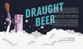Draught Draft Beer Tap With Foam Web Banner Design