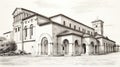 Sketch Of Saint Gilda Cathedral: Classic Byzantine Architecture In Wine Country Italy