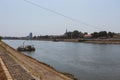 Drava river flowing through the Osijek, biggest city in continental Croatia, region of Slavonija