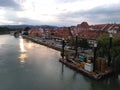 Drava sunset in Maribor, Slovenia