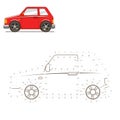 Draw car educational game vector illustration