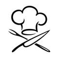 Draw a chef`s hat, knife, fork Royalty Free Stock Photo