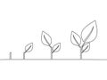 Draw a continuous line of growing trees. vector illustration