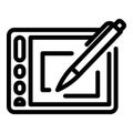 Draw digital pen icon outline vector. Tablet pad Royalty Free Stock Photo