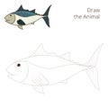 Draw the fish tunny educational game vector