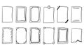 Draw frame box and hand drawn sketch border. Square handdrawn boarder brush doodle vector illustration. Outline ink scrawl and