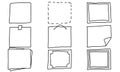Draw frame box and hand drawn sketch border. Square handdrawn boarder brush doodle vector illustration. Outline ink scrawl and