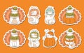 Draw funny stickers with cats in a thanksgiving pumpkin turkey kawaii cat with pumpkin for thanksgiving and autumn fall vector