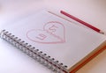 Draw hart with red crayons Royalty Free Stock Photo