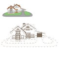 Draw house educational game vector illustration