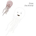 Draw the jellyfish educational game vector