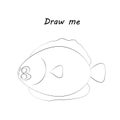 Draw me - vector illustration of sea animals. The flounder coloring game for children.