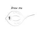 Draw me - vector illustration of sea animals. The numbfish coloring game for children.