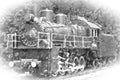Draw old steam locomotive