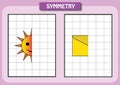 Draw the other half of each symmetrical pictures