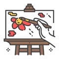 Draw a picture on an easel color line icon. Home leisure. Vector isolated illustration. Editable stroke