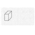 Draw shapes dotted line exercise. Dots grid background. Square graph.