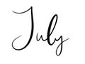 simple design element inscription hand style month july summer on white background black letters for ballet journal calendar