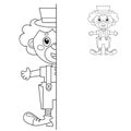 Draw symmetrically. Coloring Page Outline Of cartoon circus clown. Coloring Book for kids