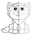 Draw symmetrically. Connect the dots picture. Tracing worksheet. Coloring Page Outline Of cartoon cute cat. Coloring Book for kids Royalty Free Stock Photo