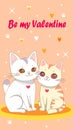 Draw vector illustration character design couple love of cats. Valentine day art cartoon style for postcard or poster Royalty Free Stock Photo