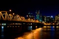 Drawbridge in the night lights of Portland downtown