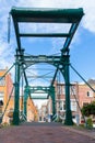 Drawbridge Old Rhine canal in Leiden, Netherlands Royalty Free Stock Photo