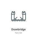 Drawbridge outline vector icon. Thin line black drawbridge icon, flat vector simple element illustration from editable fairy tale Royalty Free Stock Photo