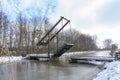 A drawbridge over a frozen ditch near Zoetermeer