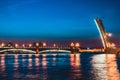 A drawbridge of Saint Petersburg at night