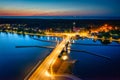 Drawbridge to Sobieszewo Island on the Martwa Wisla river at dusk. Poland