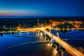 Drawbridge to Sobieszewo Island on the Martwa Wisla river at dusk. Poland