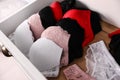 Drawer with beautiful female lace underwear Royalty Free Stock Photo