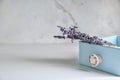 Drawer with beautiful lavender on light table
