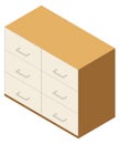 Drawer cabinet isometric icon. Wooden storage furniture