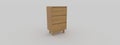 3 drawer dresser rendering using teak Wood texture