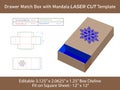 Drawer match box Mandala patterned Laser Cut template Royalty Free Stock Photo