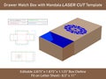 Drawer Match box Template with Mandala patterned Laser Cut Royalty Free Stock Photo