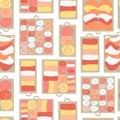 Drawer organization seamless vector background. Closet organization illustration. Tidy up pattern. Declutter and tidying up