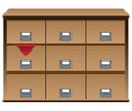 Drawer organizer with red cloth Royalty Free Stock Photo