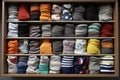 drawer of various sport socks, including running and cycling socks