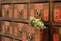 Drawers of Chinese medicine shop Royalty Free Stock Photo