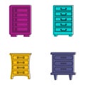 Drawers icon set, color outline style Royalty Free Stock Photo