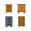 Drawers icon set, flat style Royalty Free Stock Photo