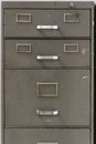 Drawers of an old metal filing cabinet Royalty Free Stock Photo